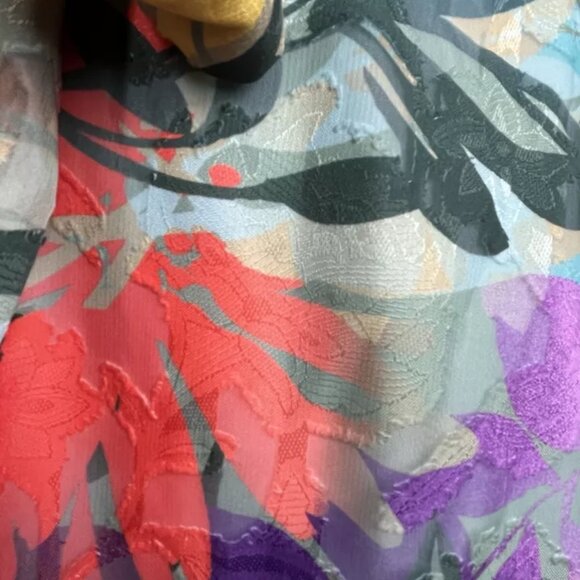 Alex Marie Ruffle Dress 6P Petites Floral Sheer Chiffon V-Neck Puff Sleeve Tier - Picture 9 of 12